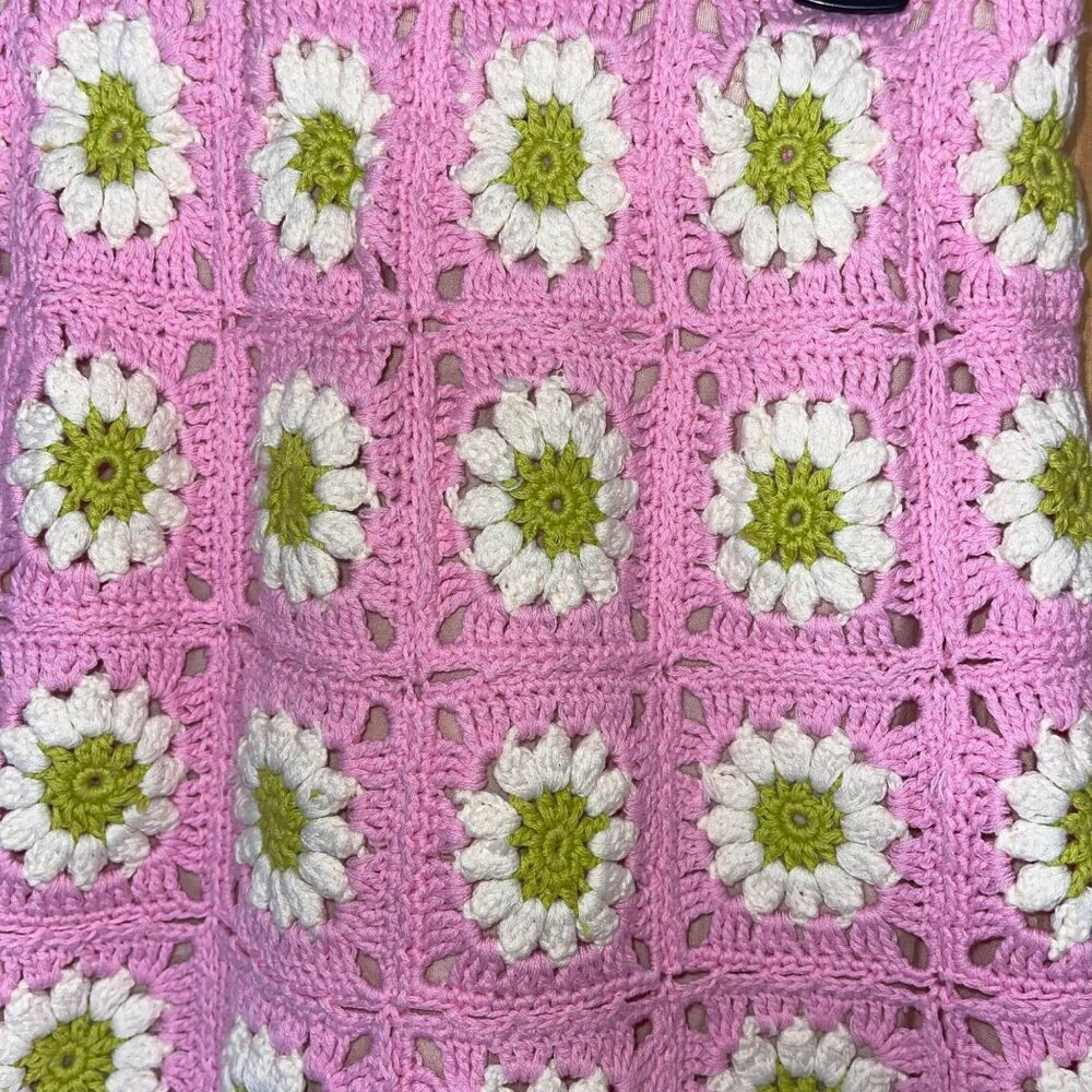 Show Me Your Mumu Womens Skirt Size XL Pink Floral Pisces Crochet Knit Mini New - Picture 3 of 8